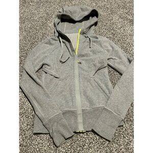 D39 Lululemon Heathered Gray Full Zip Hoodie Jacket‎ Thumbholes Womens Size 4